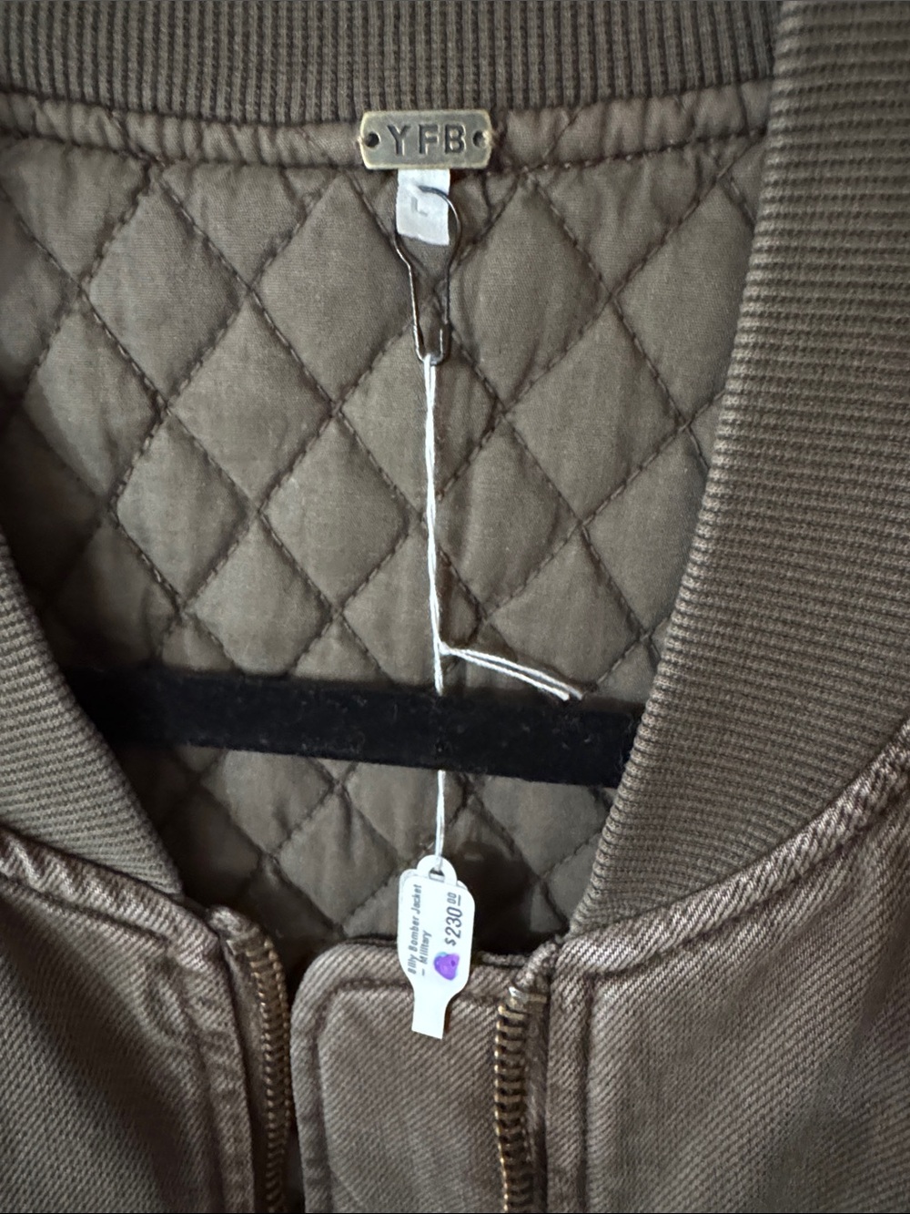 NWT- YFB Cropped Large Billy Bomber Jacket in Army green - Women's Jacket & Coat - Picture 3 of 10